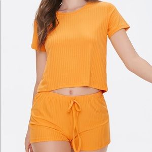 Ribbed tee & shorts pajama set
